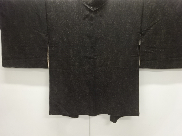 JAPANESE KIMONO / ANTIQUE TAISHO ROMAN: LACQUER FLOWER PATTERN WOVEN S